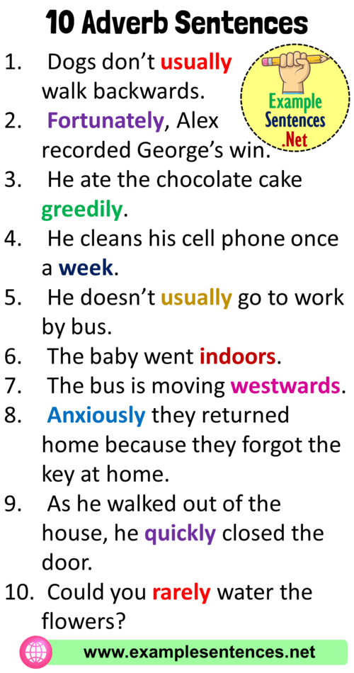 adverb of examples sentences