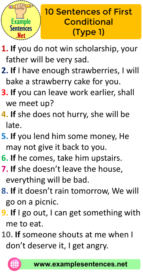 10 Sentences of First Conditional Type 1, First Conditional Examples
