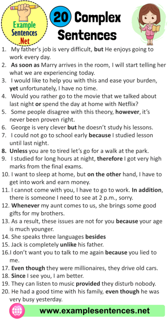 20 Examples of Complex Sentence, Complex Sentences Examples - Example ...