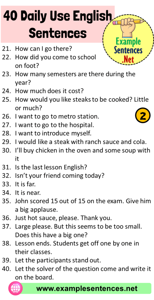 40 Daily Use English Sentences, Spoken English Sentences Everyday ...