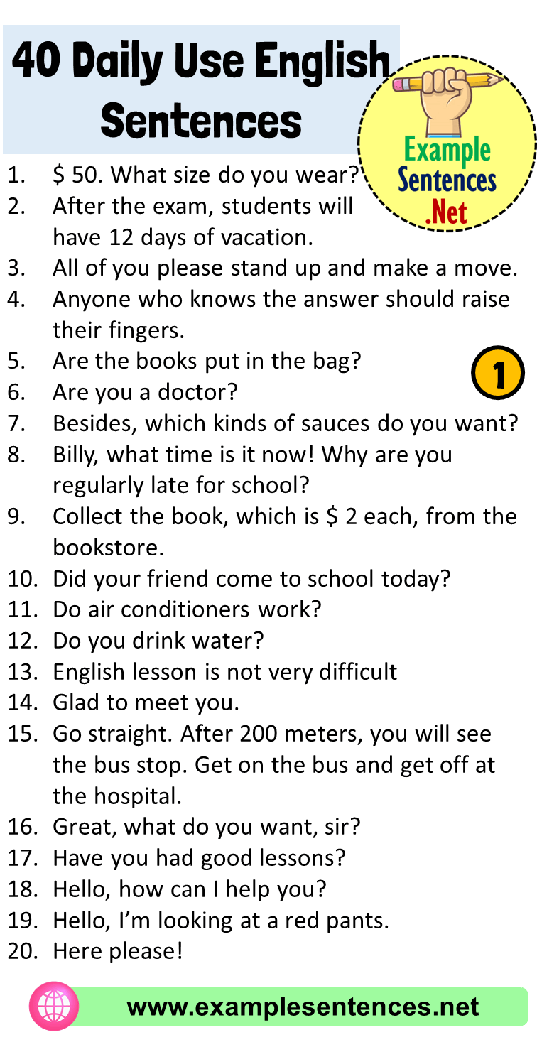40 Daily Use English Sentences, Spoken English Sentences Everyday