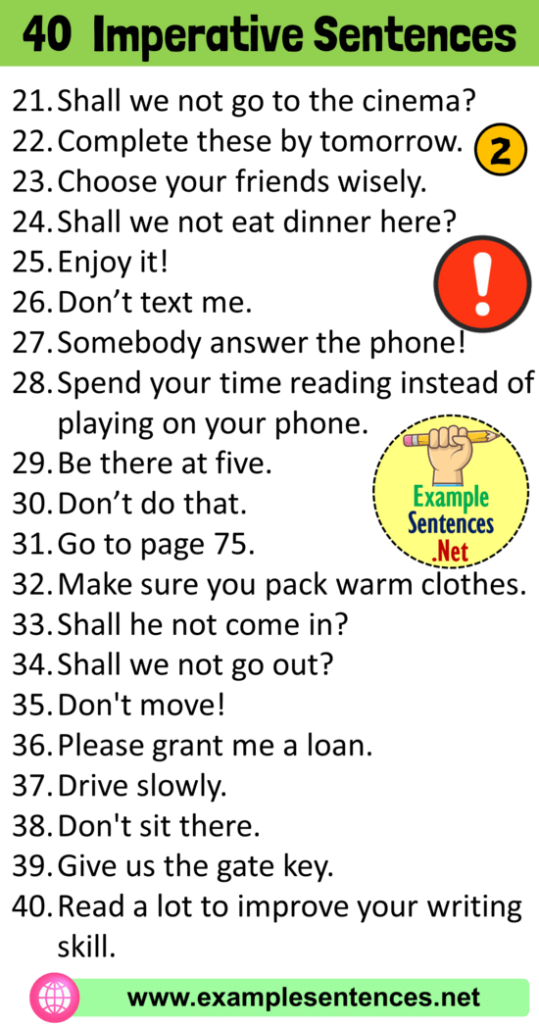 40 Example of Imperative Sentence, Definition and Examples - Example ...