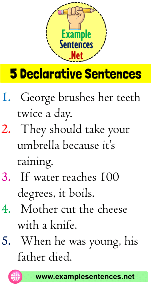 5 Example of Declarative Sentence, Definition and Example Sentences