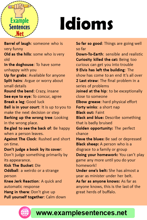 25 Idioms and Definitions