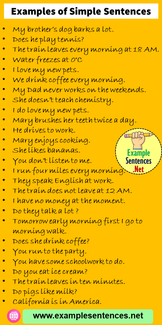 27 Examples of Simple Sentences, Simple Sentences Examples