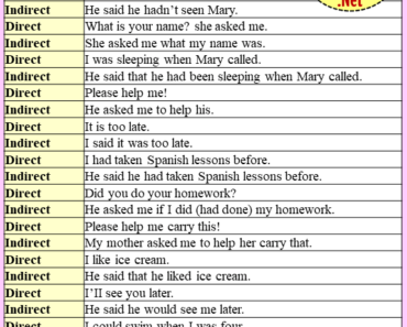 28 Direct & Indirect Speech Example Sentences - Example Sentences