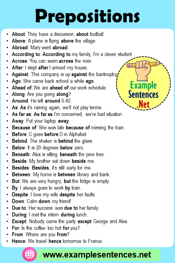 30 Prepositions Sentences Example Sentences