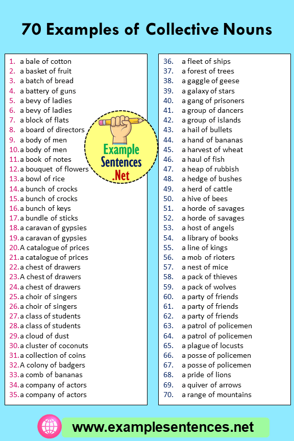 70 Examples Of Collective Nouns Example Sentences