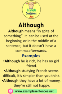 Conjunctions Although in a Sentence, Definition and Example Sentences ...