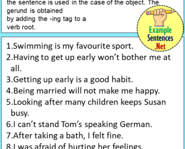 30 Examples Of Gerund Sentences And Phrases - Example Sentences