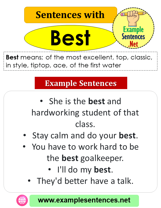 Sentences with Best, Definition and Example Sentences