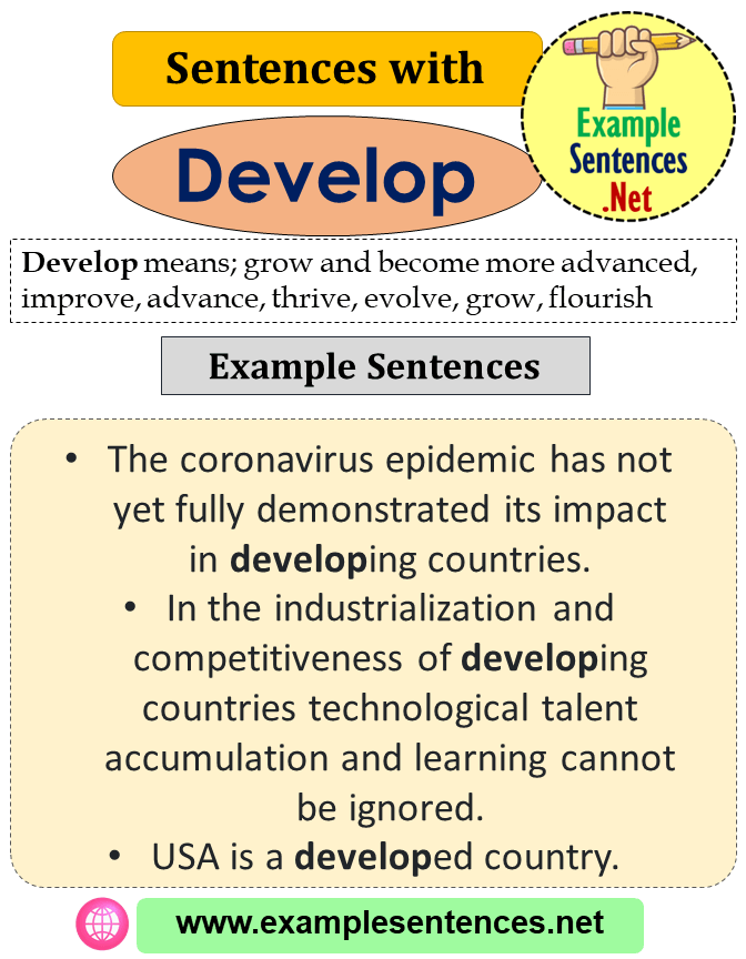 Sentences With Develop Definition And Example Sentences Example 