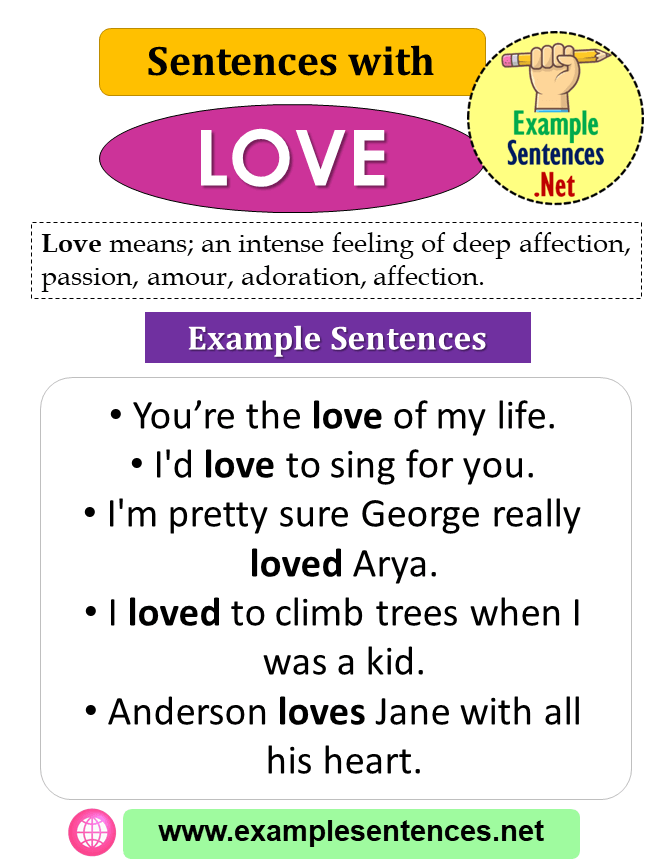 Sentences with Love, Definition and Example Sentences