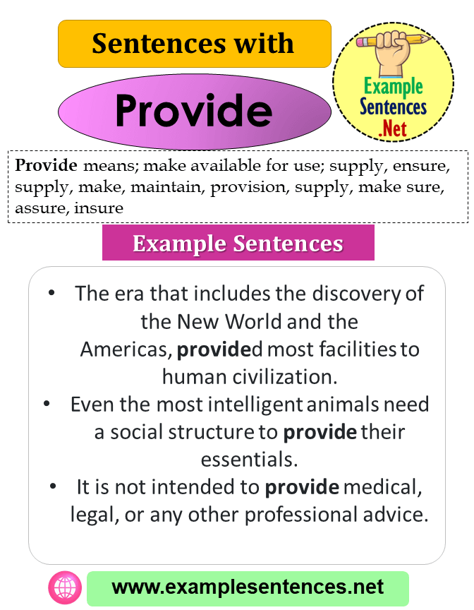 Sentences with Provide, Definition and Example Sentences