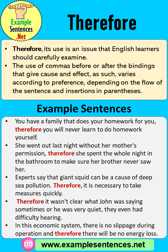 Therefore In A Sentence Definition And Example Sentences Example Sentences