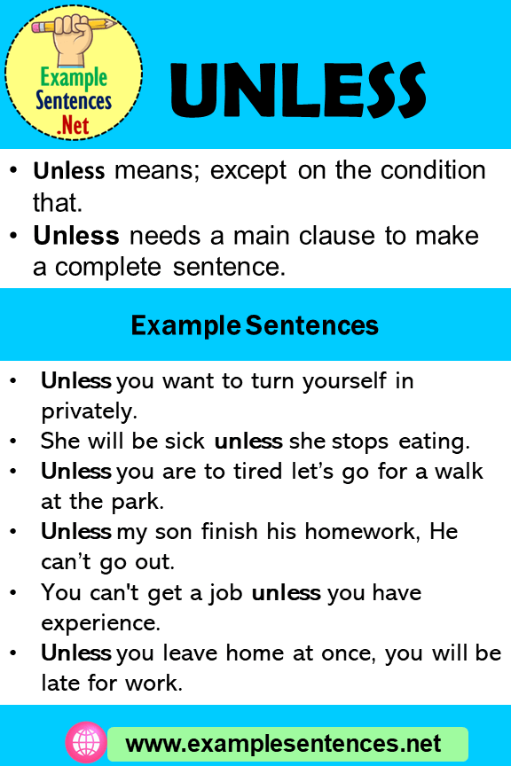 Unless in a Sentence, Definition and Example Sentences